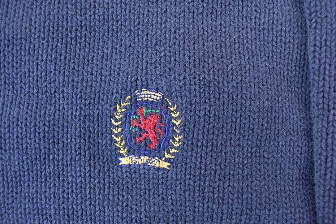 Vintage 1990s Tommy Hilfiger Classic Navy Knit Crewneck Sweater from propervintagecanada