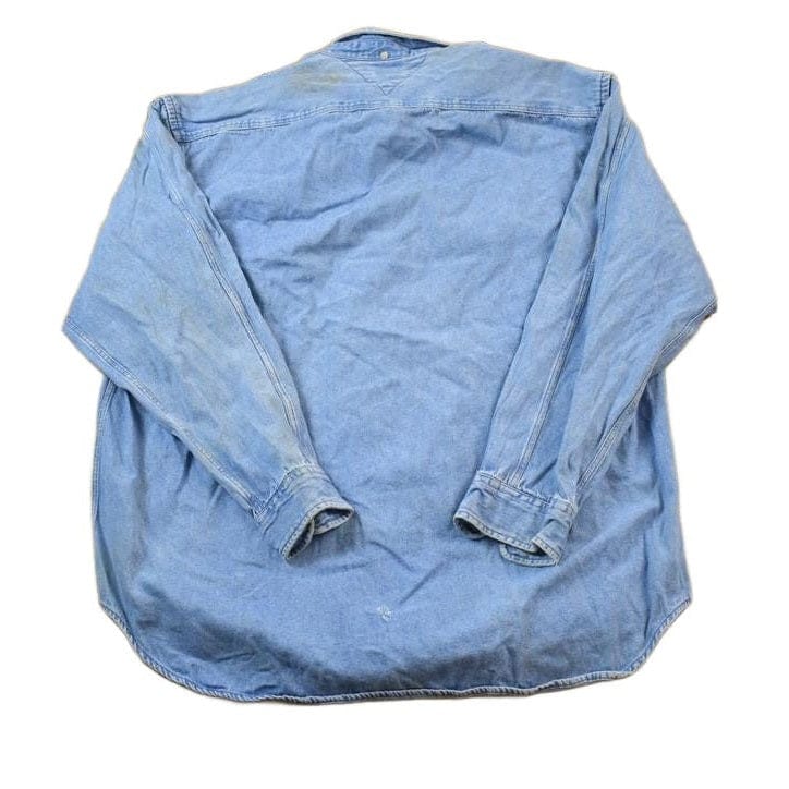 Vintage 1990s Tommy Hilfiger Denim Blank Button Up Shirt Men's XL from propervintagecanada