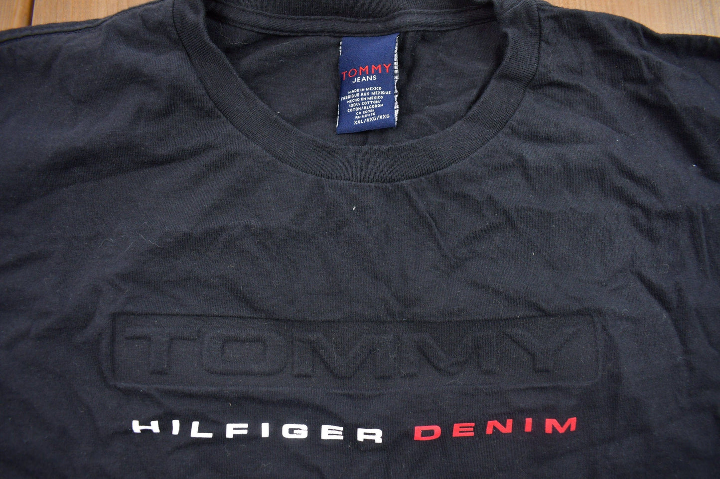 Vintage 1990s Tommy Hilfiger Denim Embossed Logo T Shirt from propervintagecanada