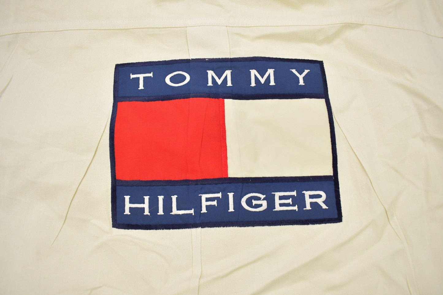 Vintage 1990s Tommy Hilfiger Embroidered Flag Patch Button Up Shirt from propervintagecanada