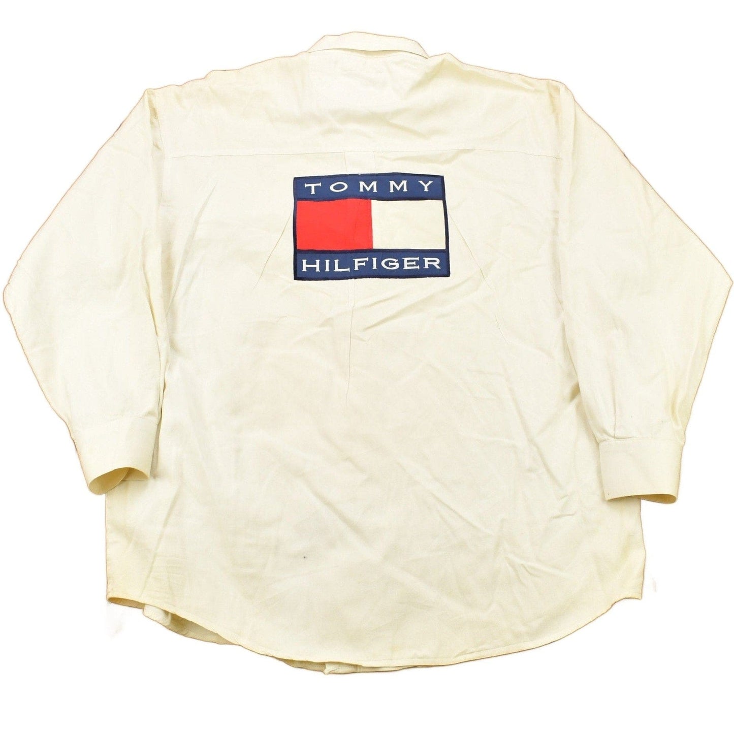 Vintage 1990s Tommy Hilfiger Embroidered Flag Patch Button Up Shirt from propervintagecanada