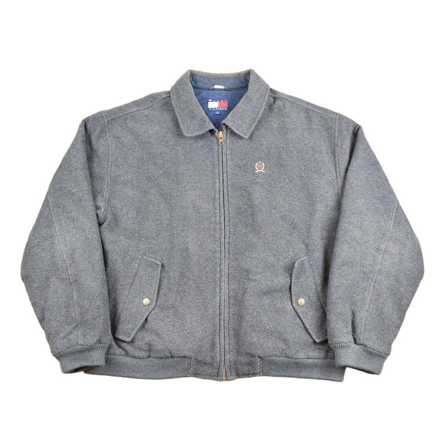 Vintage 1990s Tommy Hilfiger Embroidered Fleece Jacket Men's XL from propervintagecanada