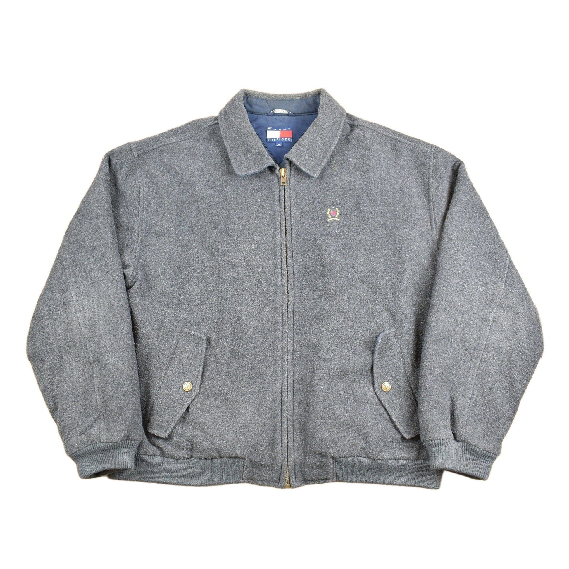 Vintage 1990s Tommy Hilfiger Embroidered Fleece Jacket Men's XL from propervintagecanada