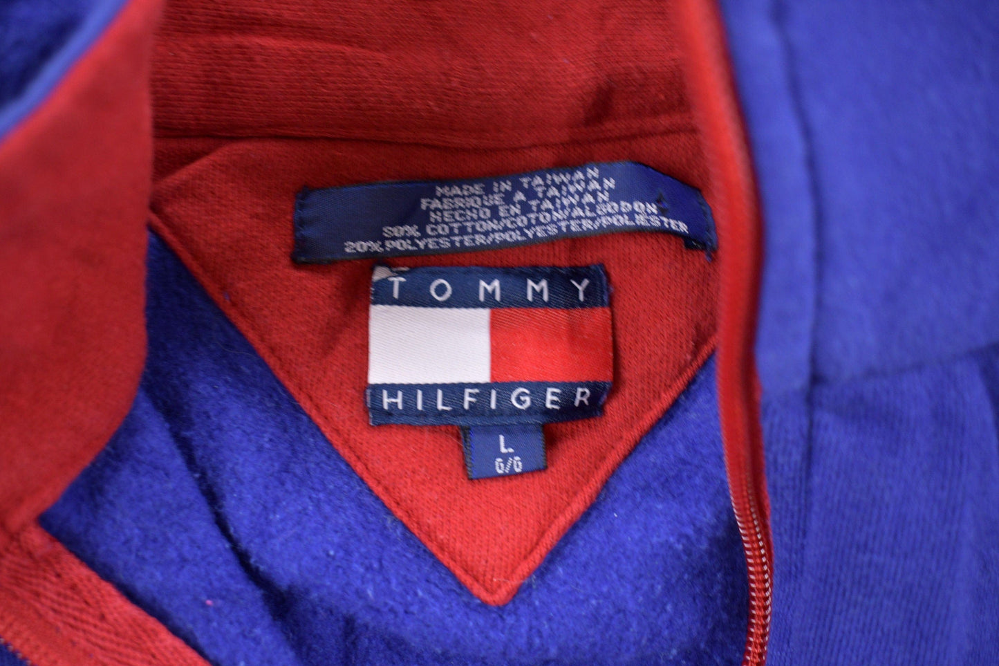 Vintage 1990s Tommy Hilfiger Embroidered Fleece Pullover Sweater Men's Large from propervintagecanada