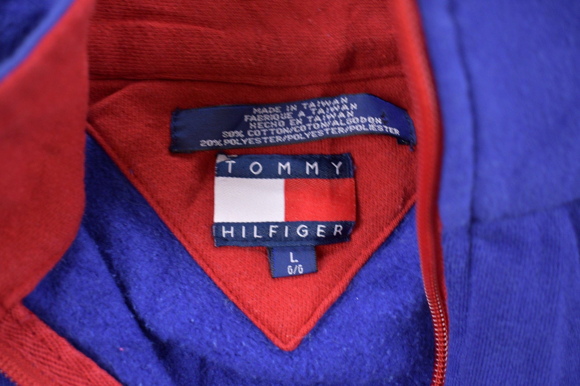 Vintage 1990s Tommy Hilfiger Embroidered Fleece Pullover Sweater Men's Large from propervintagecanada