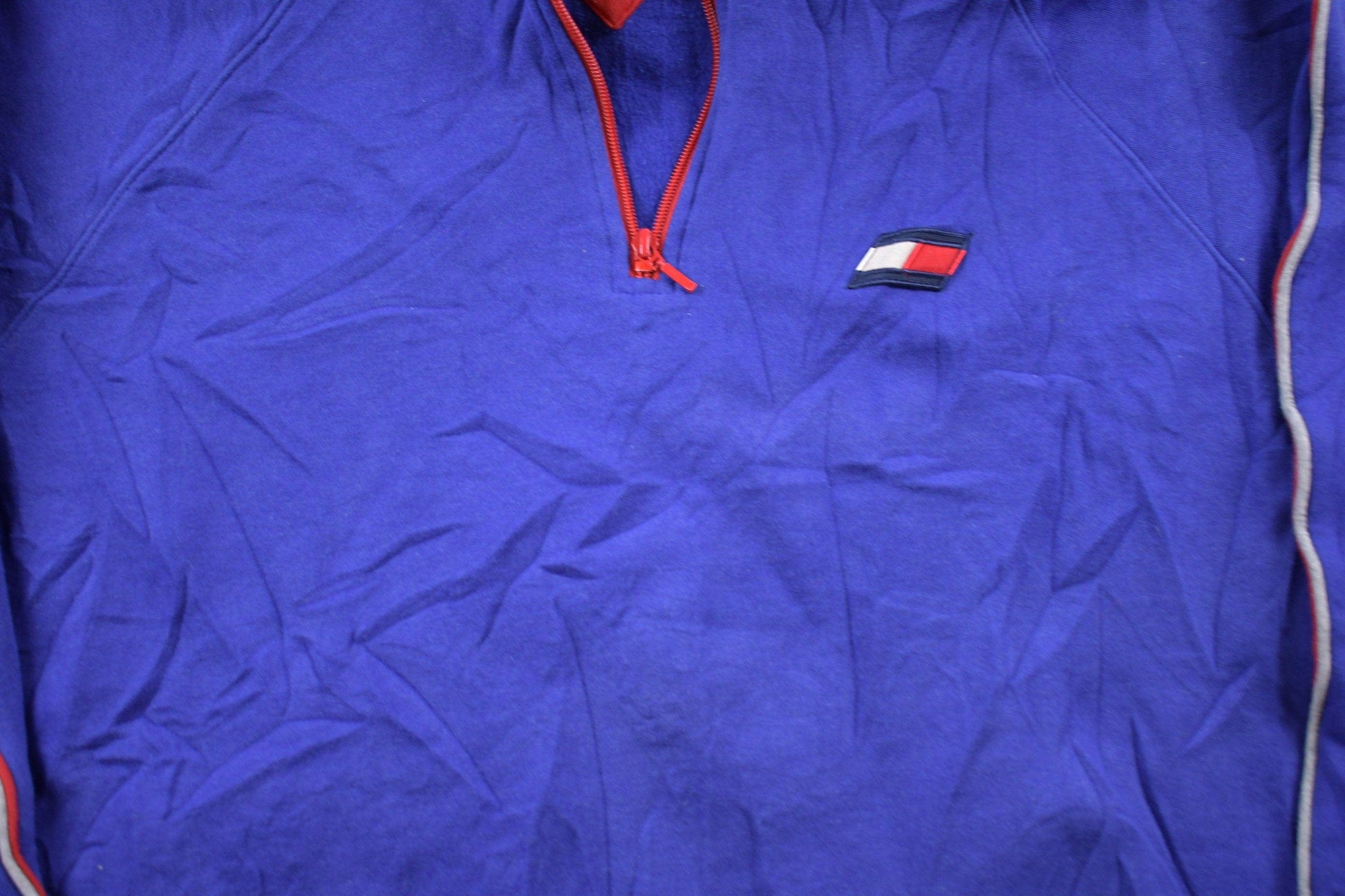 Vintage 1990s Tommy Hilfiger Embroidered Fleece Pullover Sweater Men's Large from propervintagecanada