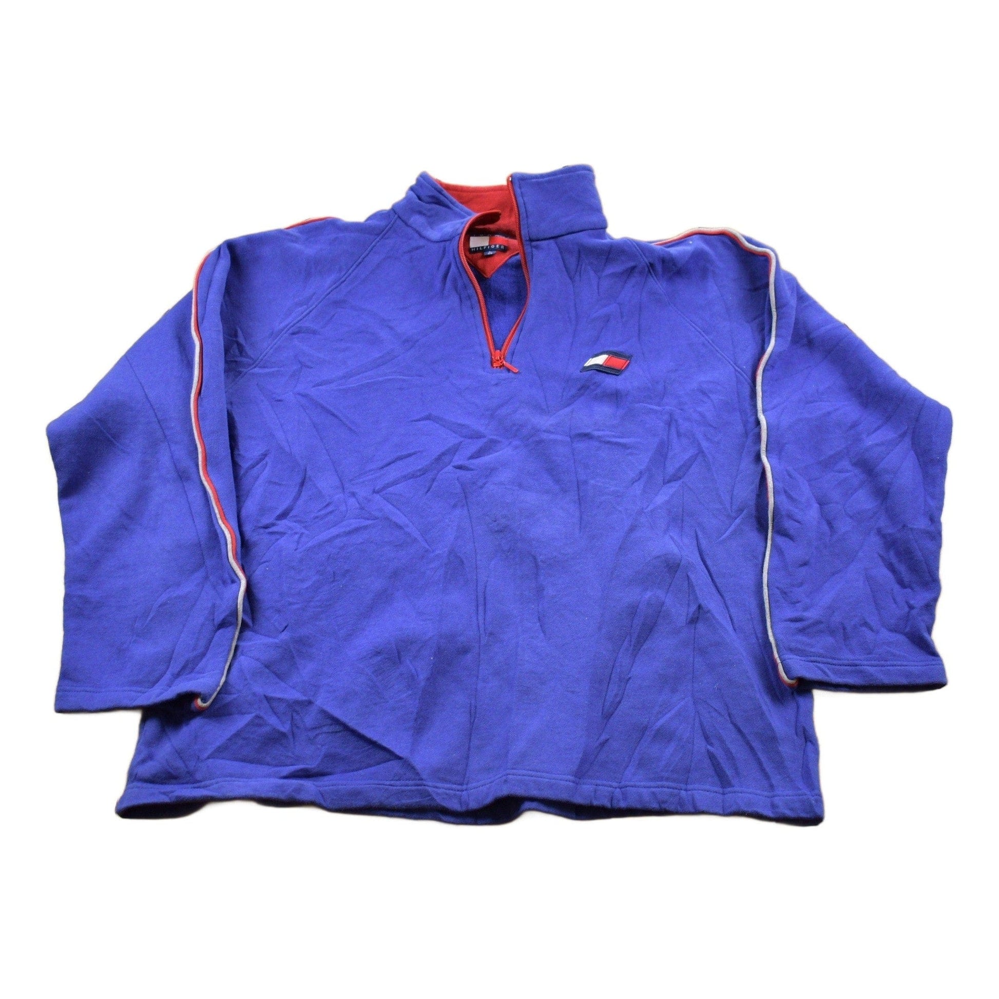 Vintage 1990s Tommy Hilfiger Embroidered Fleece Pullover Sweater Men's Large from propervintagecanada