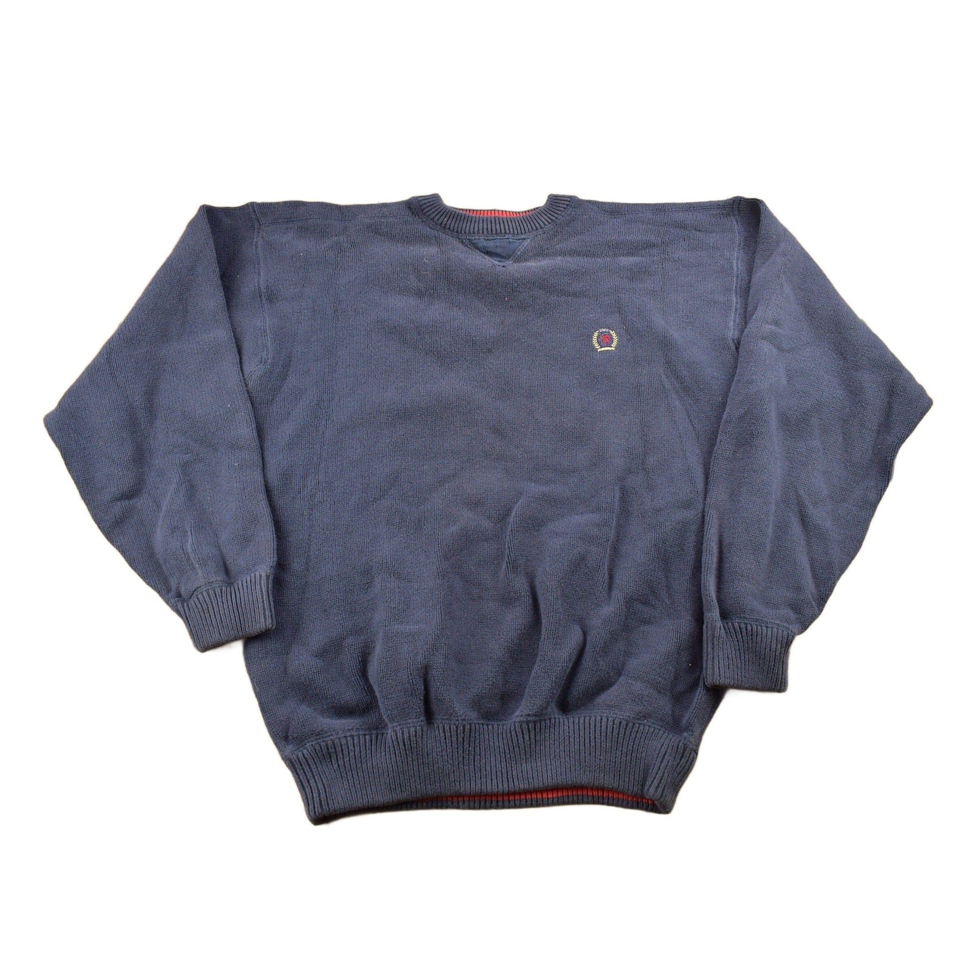 Vintage 1990s Tommy Hilfiger Embroidered Knit Sweater Men's Large from propervintagecanada