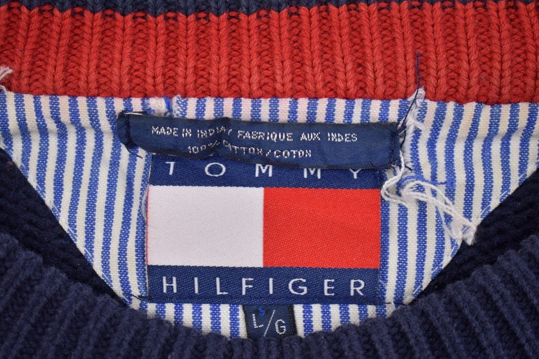 Vintage 1990s Tommy Hilfiger Embroidered Knitted Sweater Men's Large from propervintagecanada