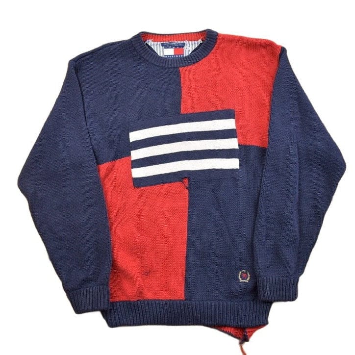 Vintage 1990s Tommy Hilfiger Embroidered Knitted Sweater Men's Large from propervintagecanada