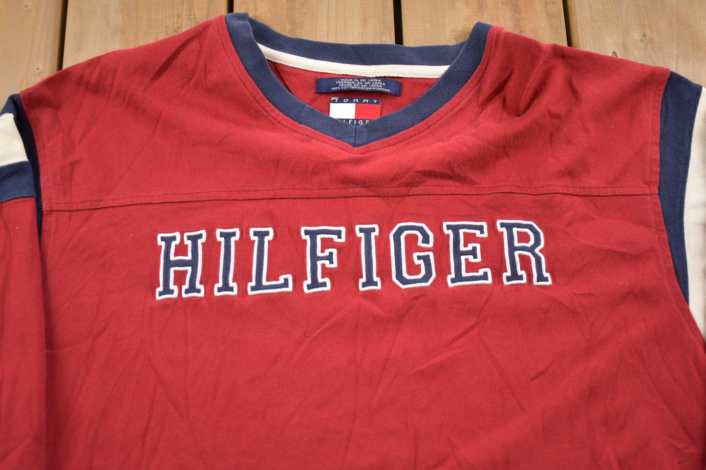 Vintage 1990s Tommy Hilfiger Embroidered Long Sleeve T-Shirt Men's XL from propervintagecanada