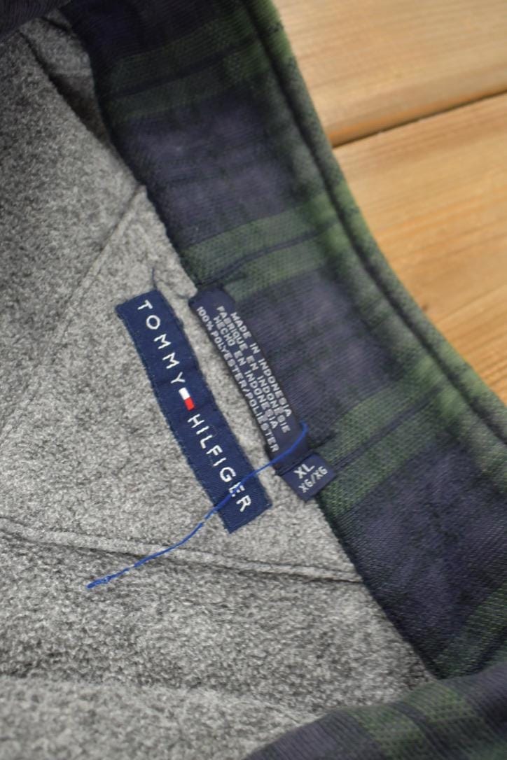 Vintage 1990s Tommy Hilfiger Embroidered Quarter Zip Fleece Sweater from propervintagecanada