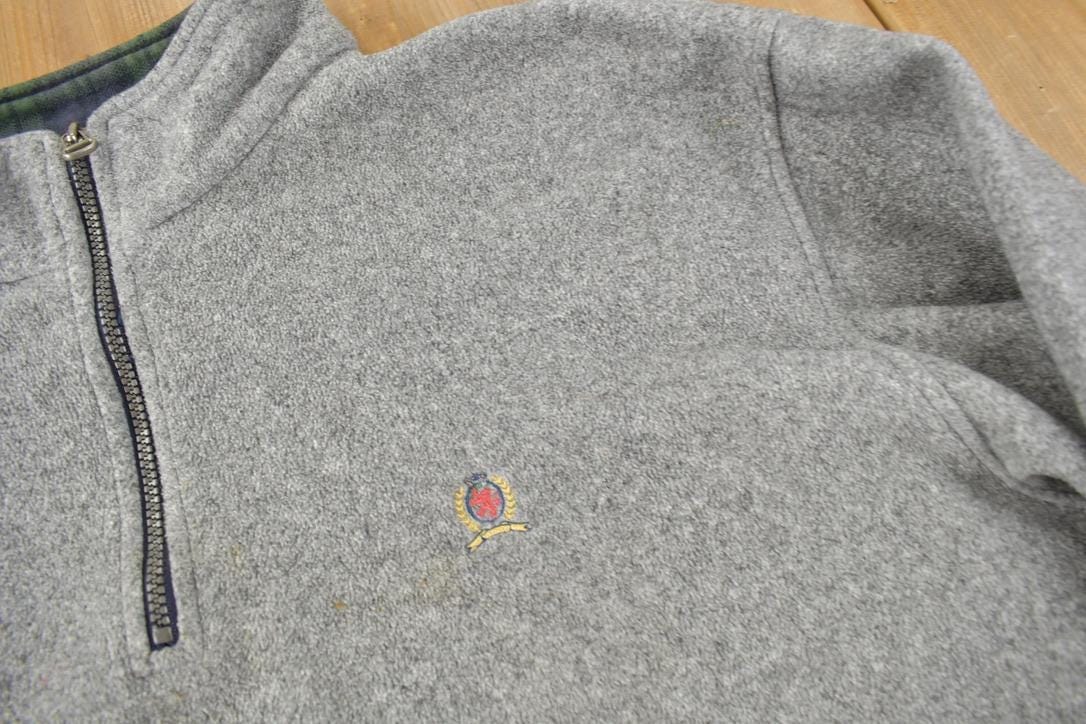 Vintage 1990s Tommy Hilfiger Embroidered Quarter Zip Fleece Sweater from propervintagecanada