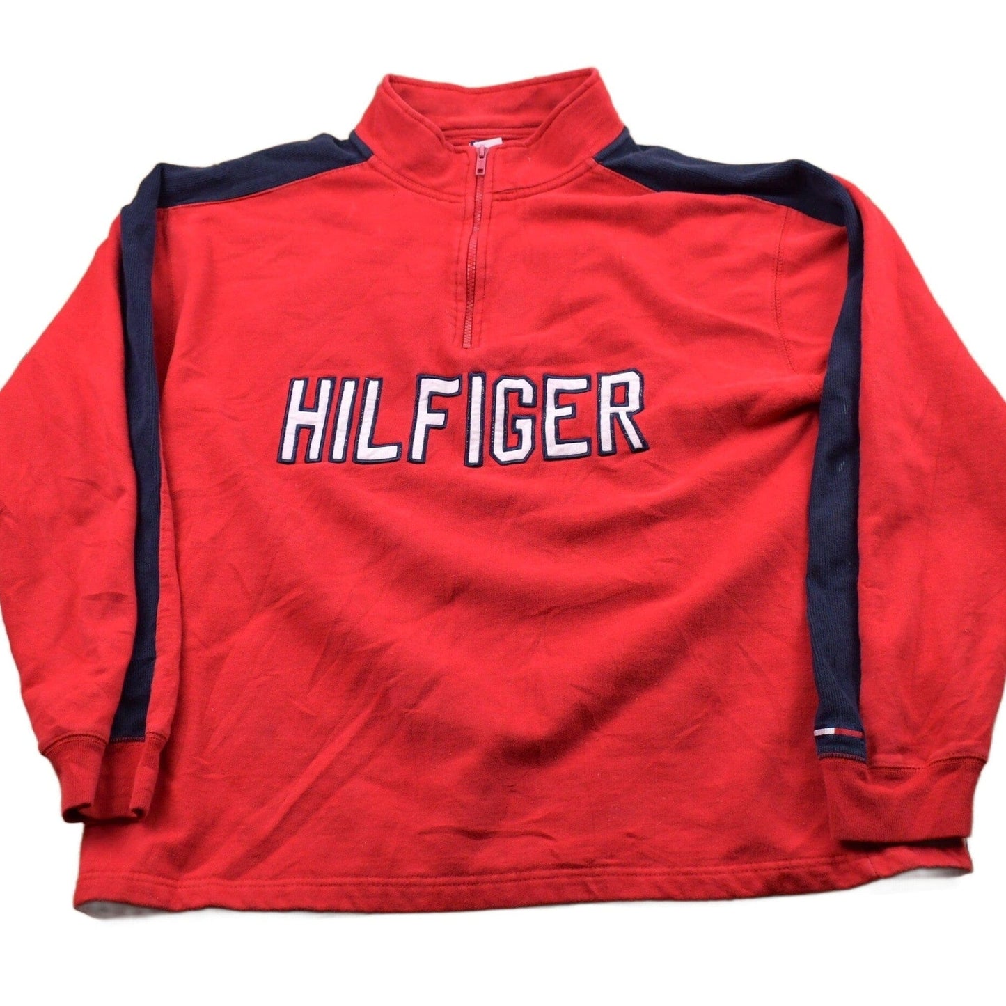 Vintage 1990s Tommy Hilfiger Embroidered Quarter Zip Sweatshirt Men's Medium from propervintagecanada