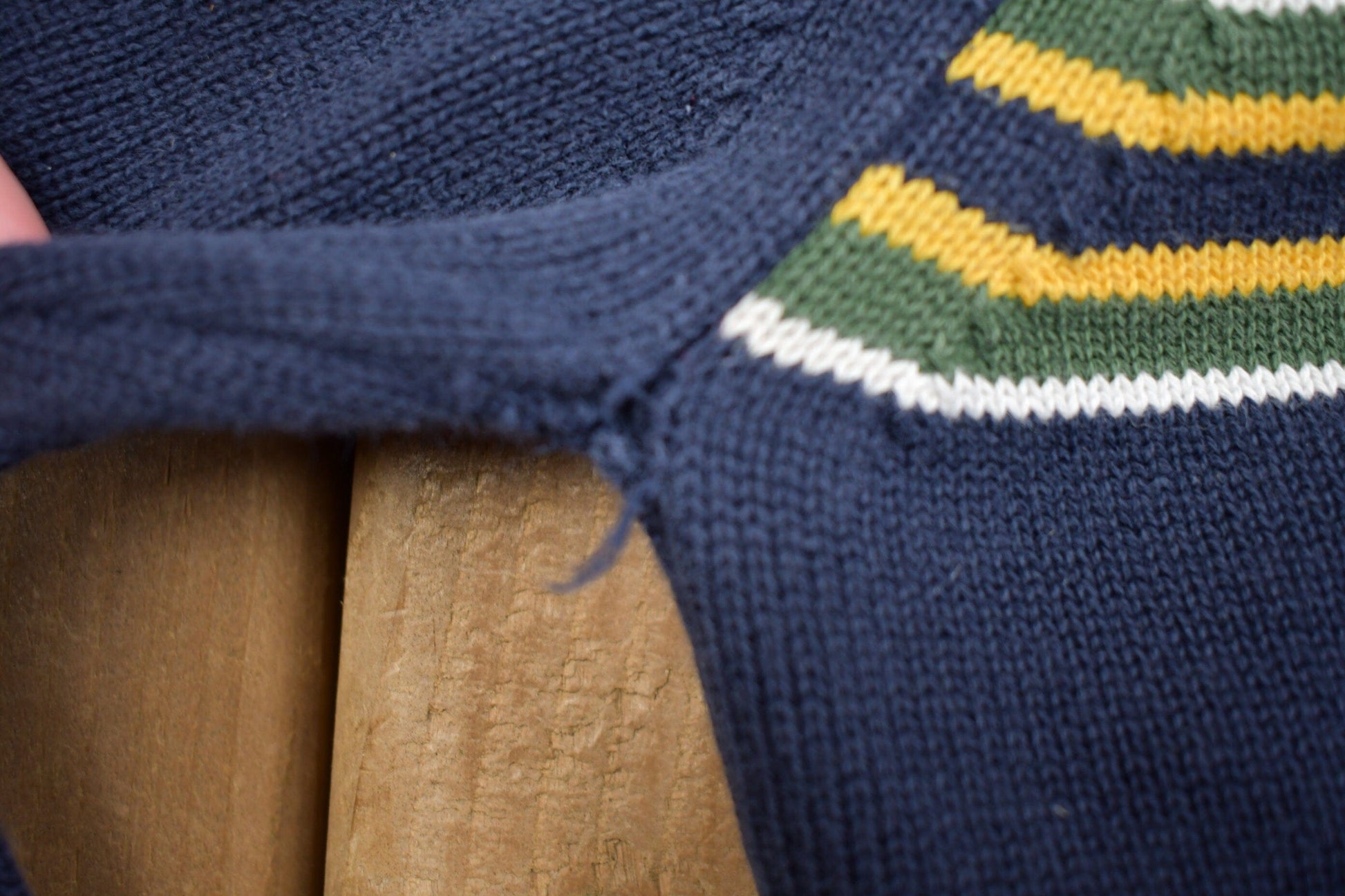 Vintage 1990s Tommy Hilfiger Embroidered Striped Knitted Sweater Men's Medium from propervintagecanada