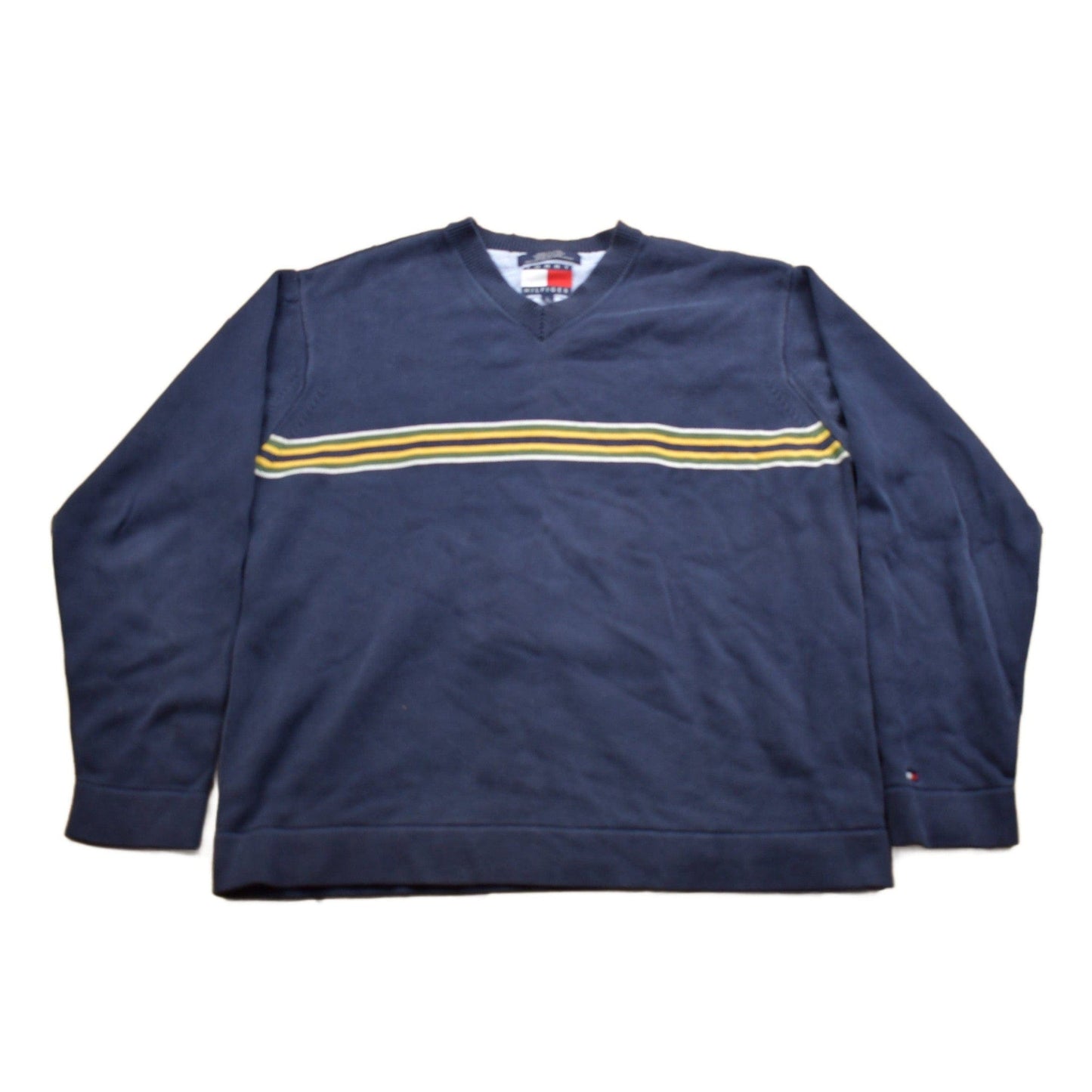 Vintage 1990s Tommy Hilfiger Embroidered Striped Knitted Sweater Men's Medium from propervintagecanada