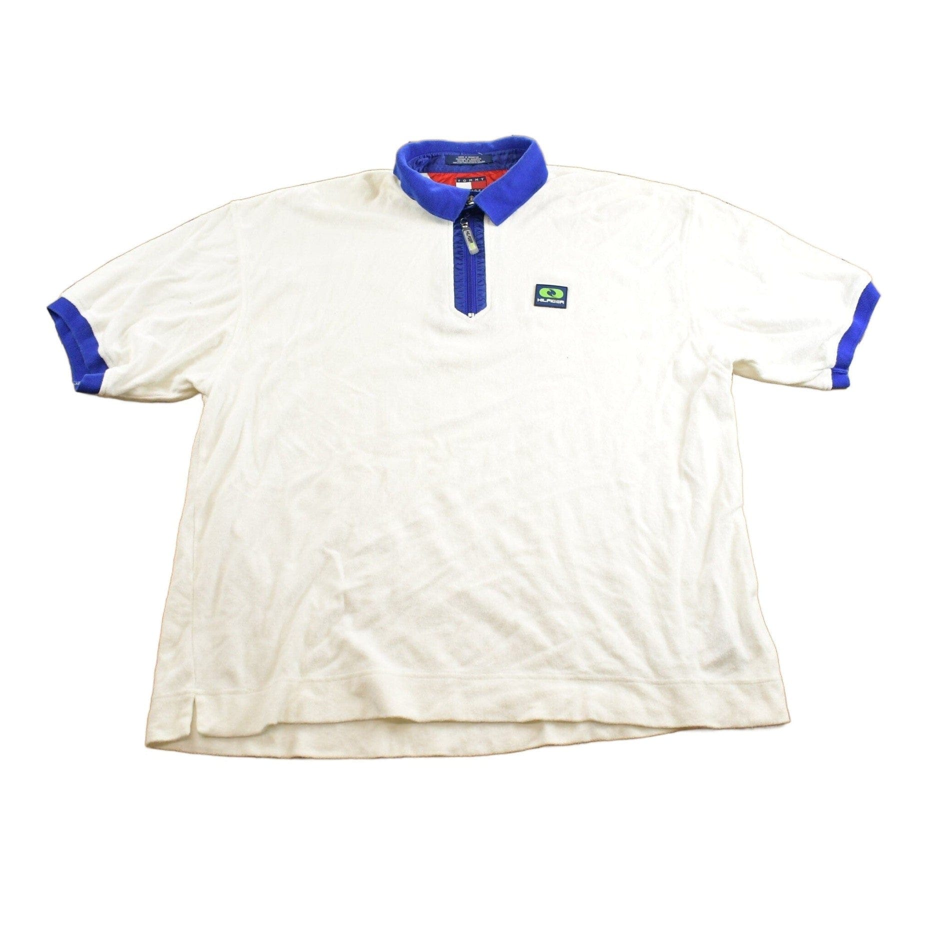 Vintage 1990s Tommy Hilfiger Embroidered Zip Up T-Shirt Men's XL from propervintagecanada