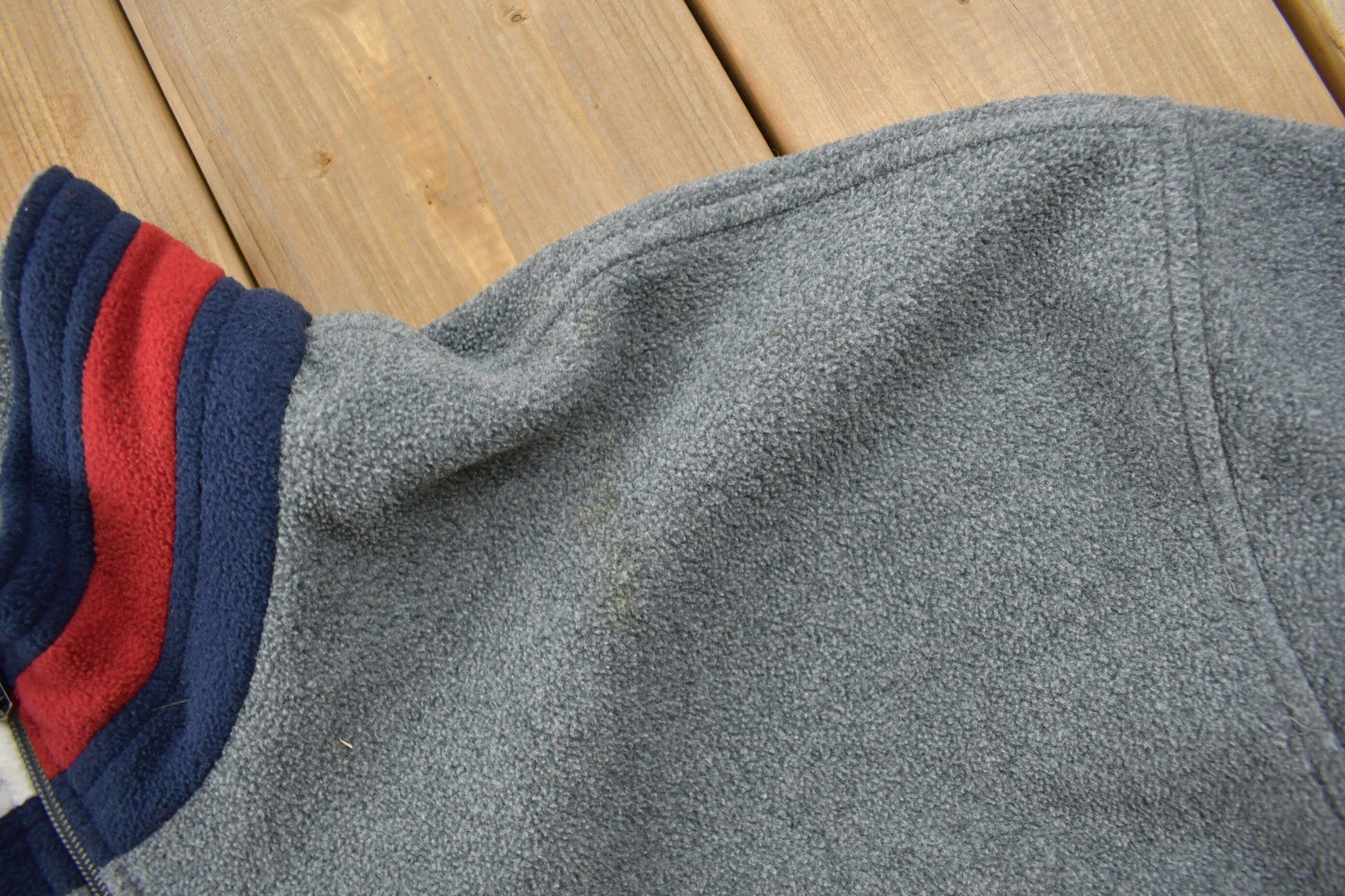 Vintage 1990s Tommy Hilfiger Flag Collar Quarter Zip Fleece Sweater Men's 2XL from propervintagecanada