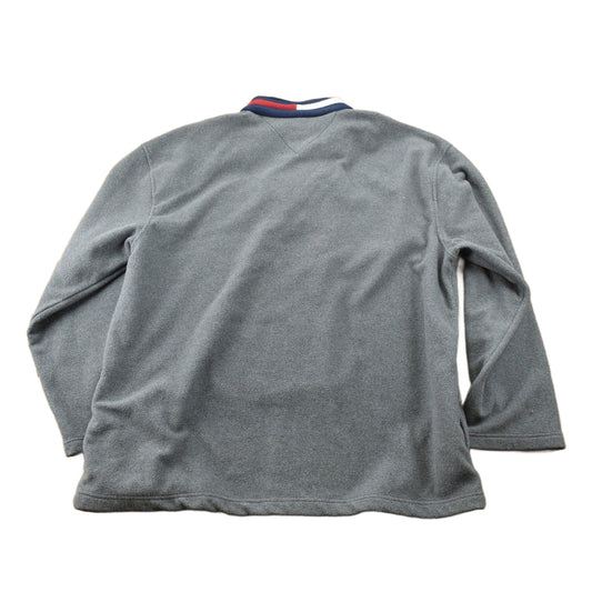 Vintage 1990s Tommy Hilfiger Flag Collar Quarter Zip Fleece Sweater Men's 2XL from propervintagecanada