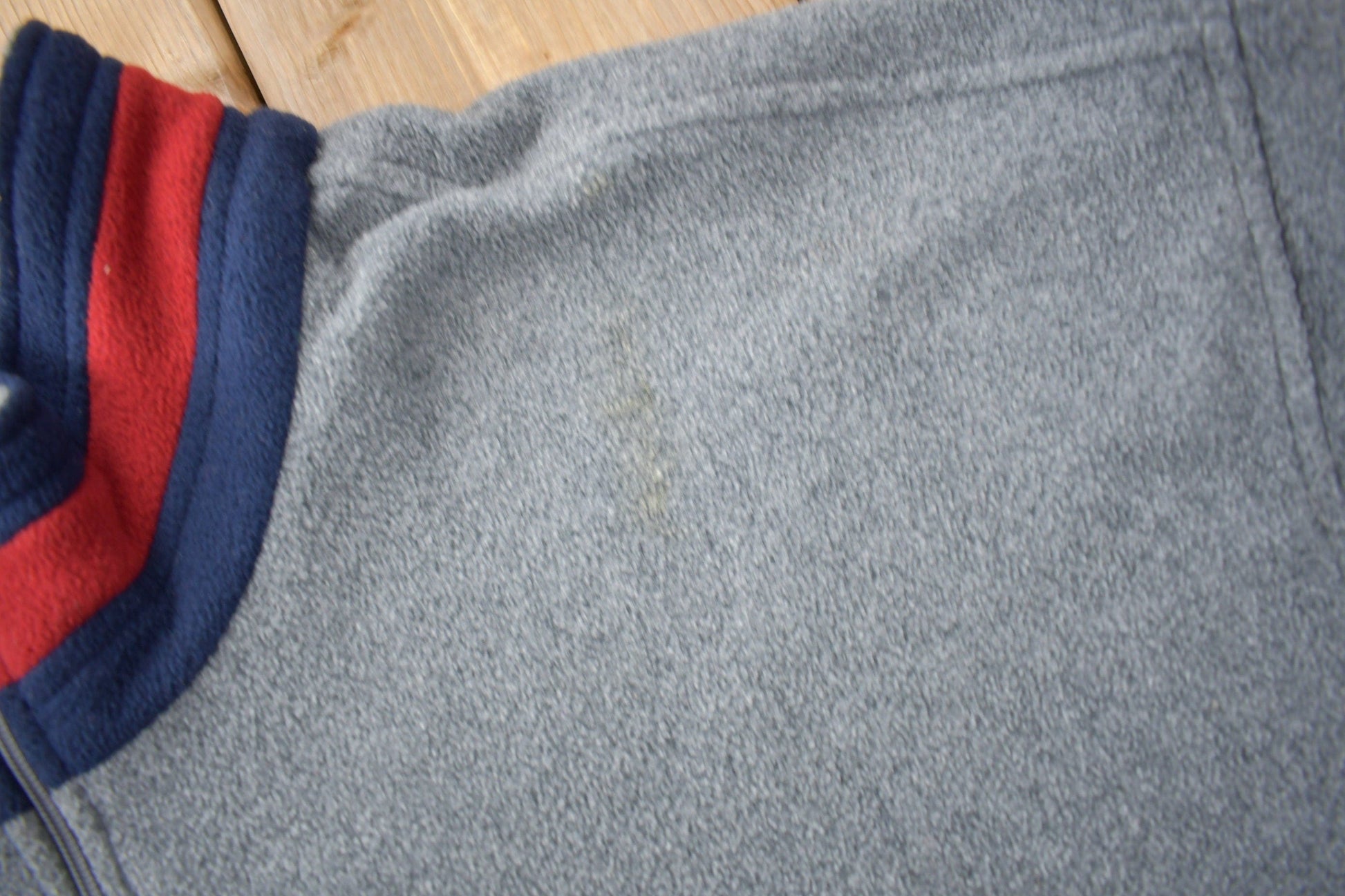 Vintage 1990s Tommy Hilfiger Flag Collar Quarter Zip Fleece Sweater Men's 2XL from propervintagecanada