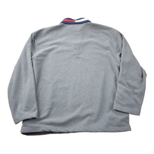 Vintage 1990s Tommy Hilfiger Flag Collar Quarter Zip Fleece Sweater Men's 2XL from propervintagecanada