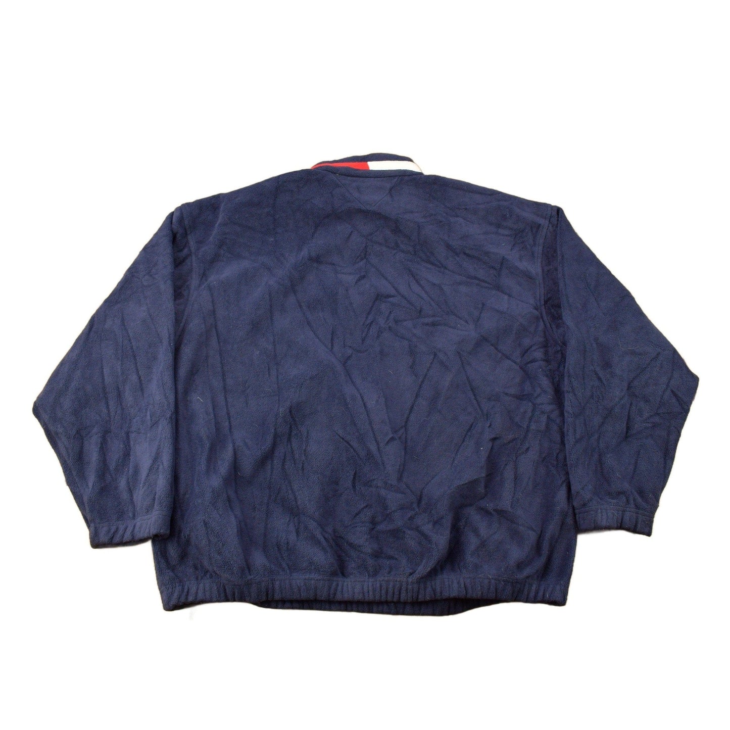 Vintage 1990s Tommy Hilfiger Flag Collar Quarter Zip Fleece Sweater Men's 2XL from propervintagecanada