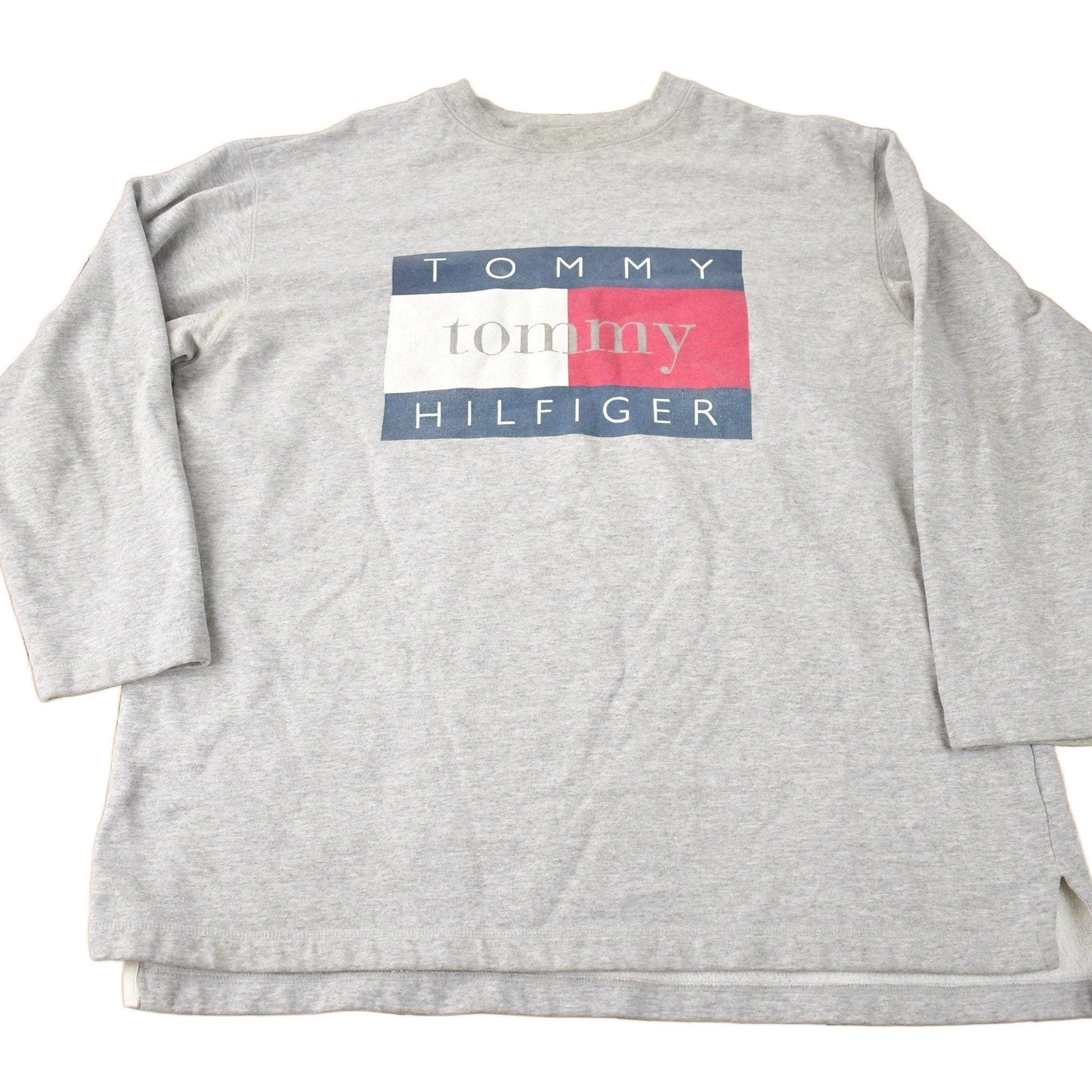 Vintage 1990s Tommy Hilfiger Flag Graphic Crewneck Sweatshirt Men's 2XL from propervintagecanada