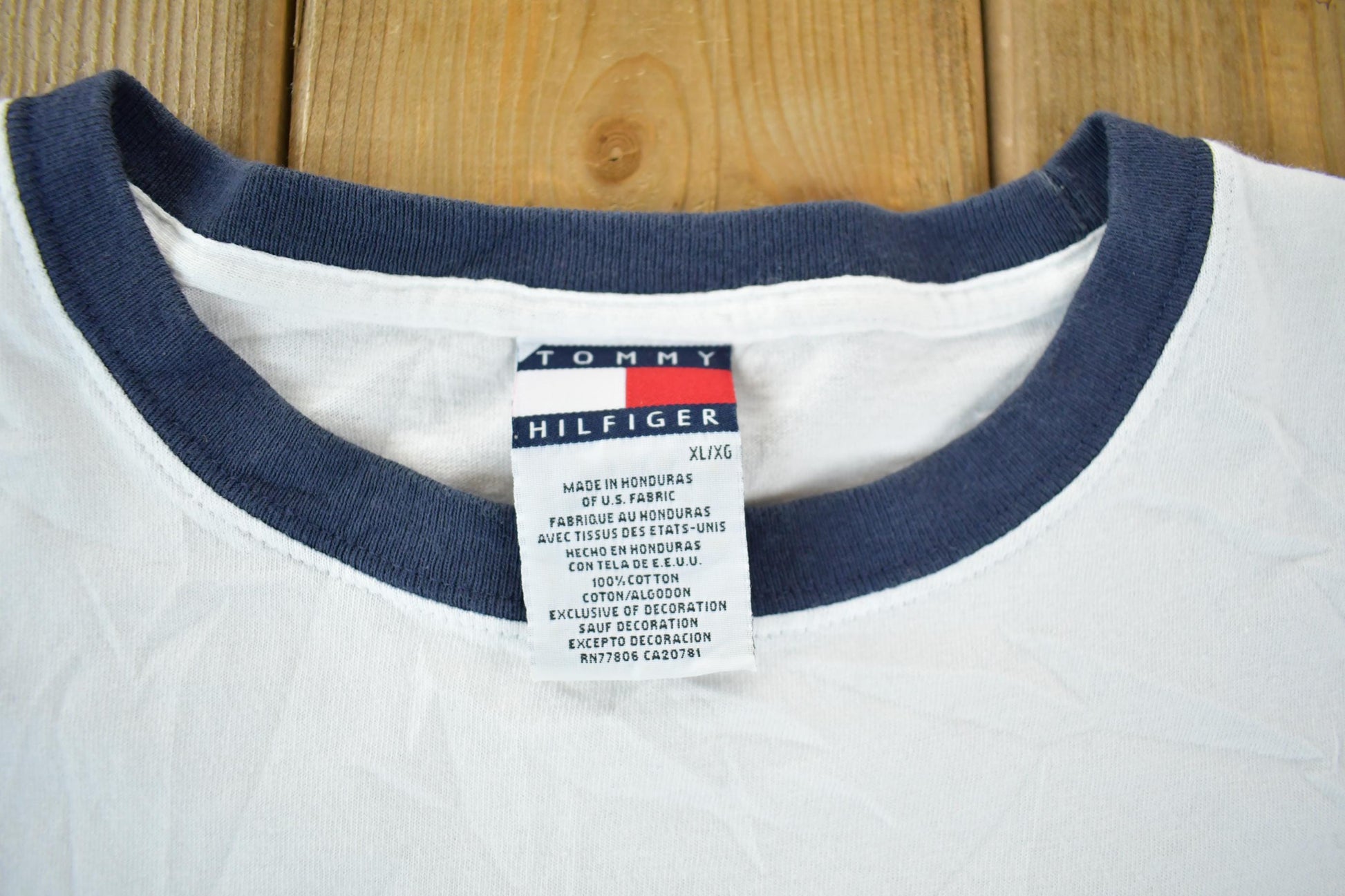 Vintage 1990s Tommy Hilfiger Flag Graphic T-Shirt Men's XL from propervintagecanada