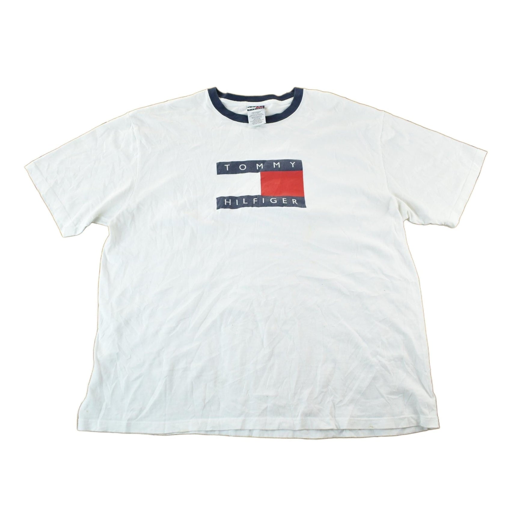 Vintage 1990s Tommy Hilfiger Flag Graphic T-Shirt Men's XL from propervintagecanada