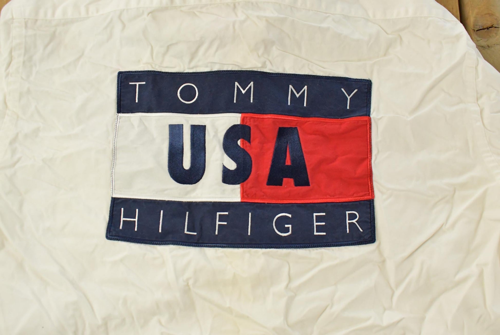Vintage 1990s Tommy Hilfiger Flag Patch Button Up Shirt Men's Medium / 1990s Button Up / Vintage Tommy / 90s Style from propervintagecanada