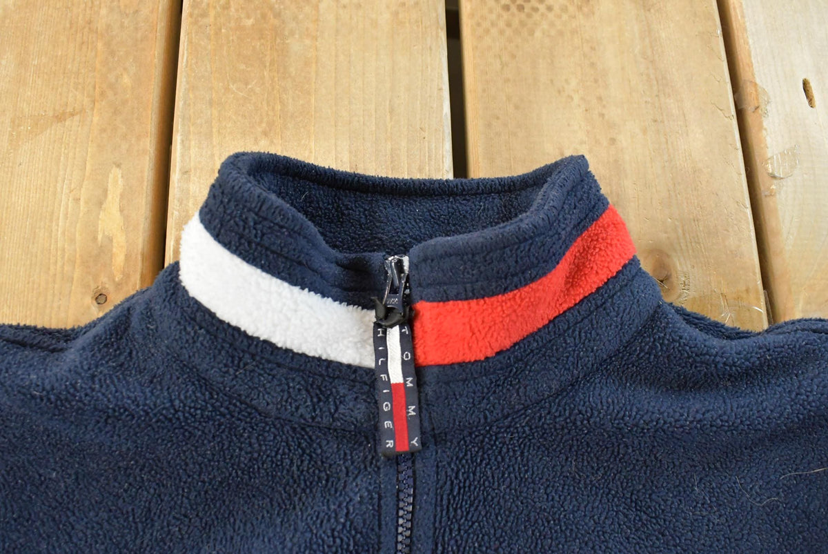 Vintage 1990s Tommy Hilfiger Flag Spellout Quarter Zip Fleece Sweater Men's S from propervintagecanada