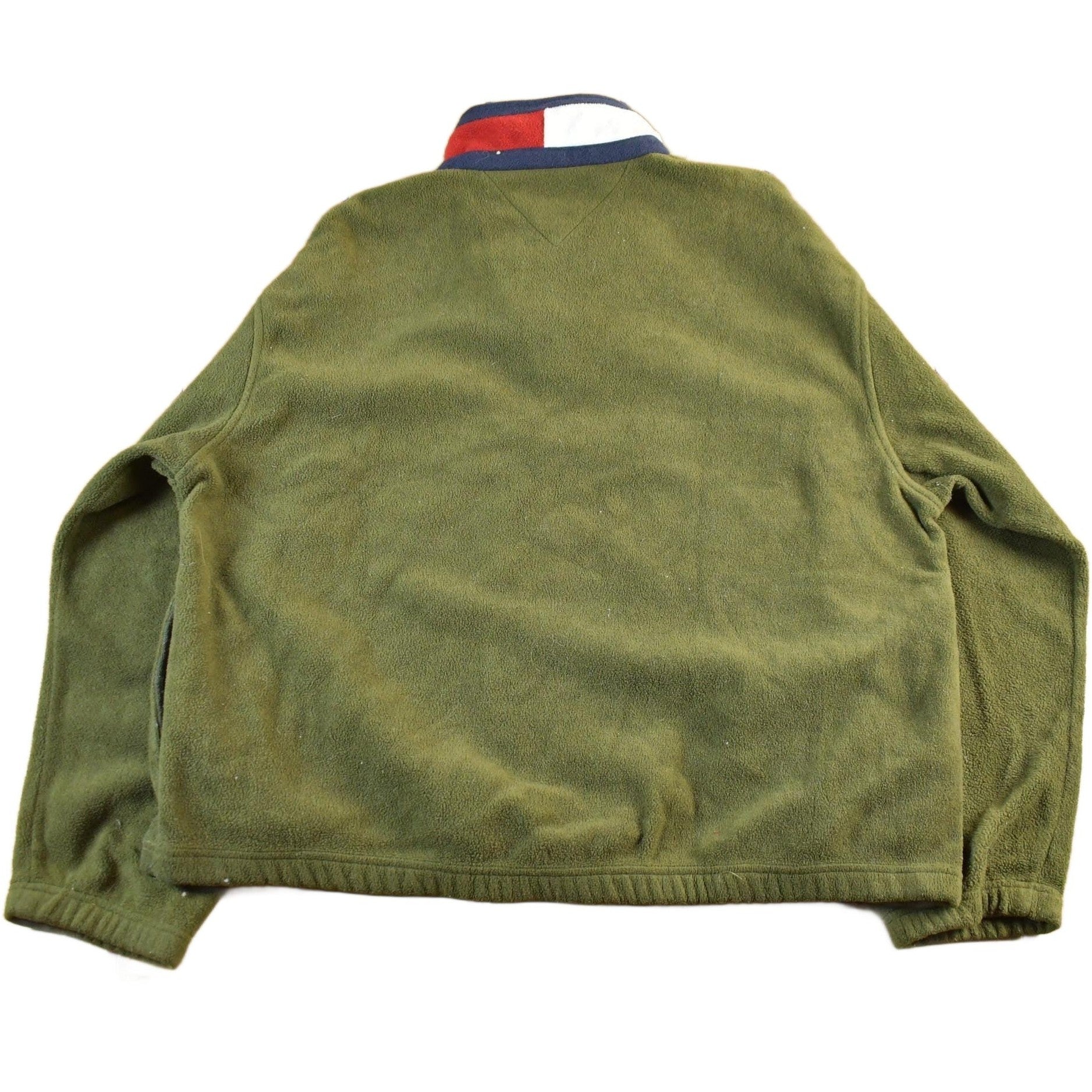 Vintage 1990s Tommy Hilfiger Flag Spellout Quarter Zip Fleece Sweater Men's XL from propervintagecanada