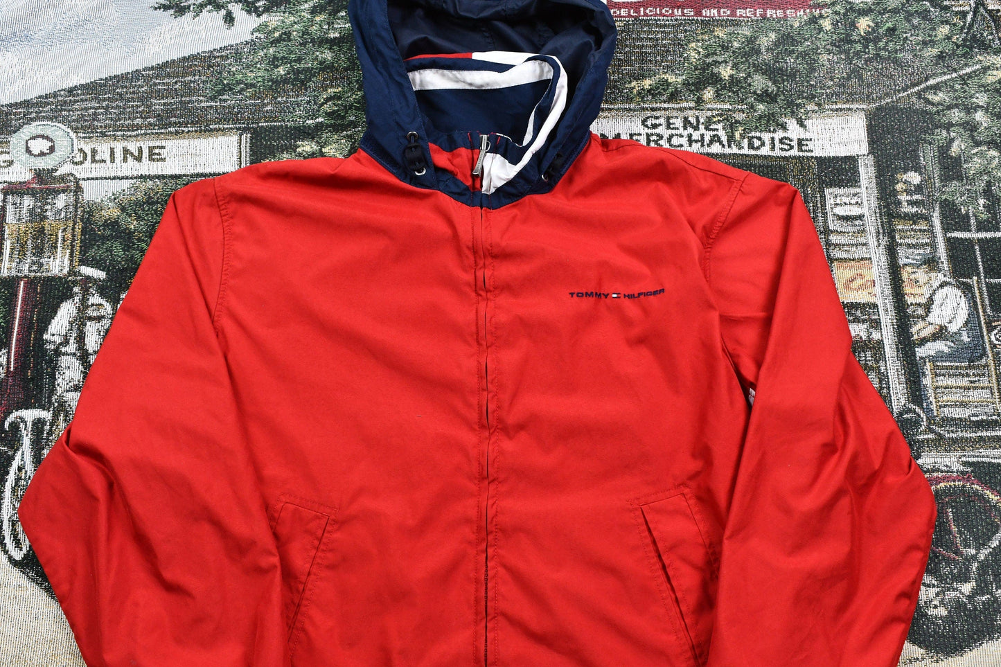 Vintage 1990s Tommy Hilfiger Full Zip Windbreaker Men's Large from propervintagecanada