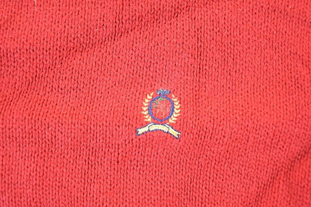 Vintage 1990s Tommy Hilfiger Knit Abstract Pattern Crewneck Sweater Mens L from propervintagecanada