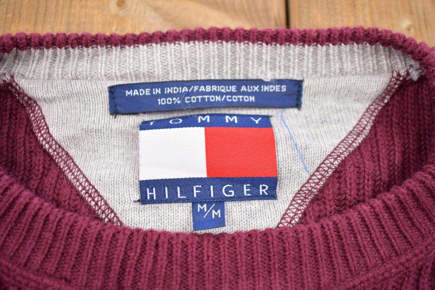 Vintage 1990s Tommy Hilfiger Knitted Crewneck Sweater Men's Medium from propervintagecanada