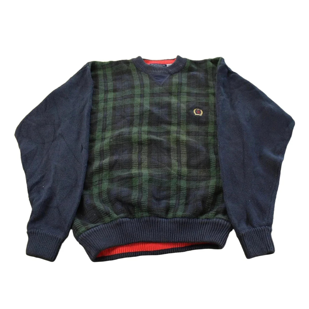 Vintage 1990s Tommy Hilfiger Plaid Knit Sweater Men's XL from propervintagecanada