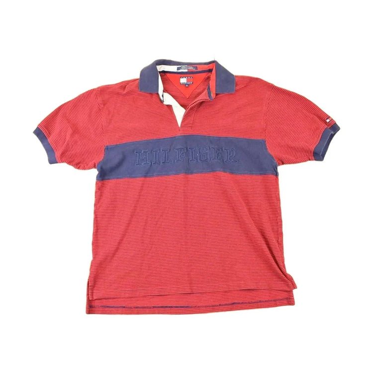 Vintage 1990s Tommy Hilfiger Quarter Button Up Shirt Men's L from propervintagecanada