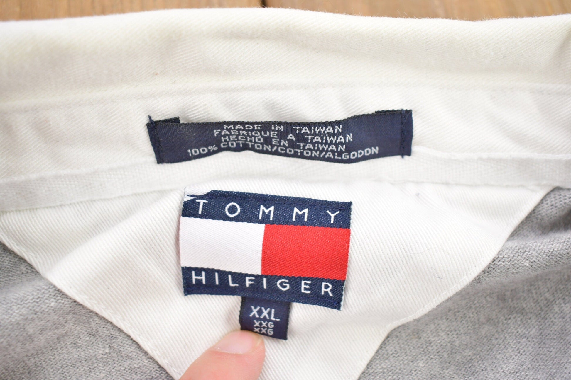 Vintage 1990s Tommy Hilfiger Quarter Button Up Shirt Men's XL from propervintagecanada