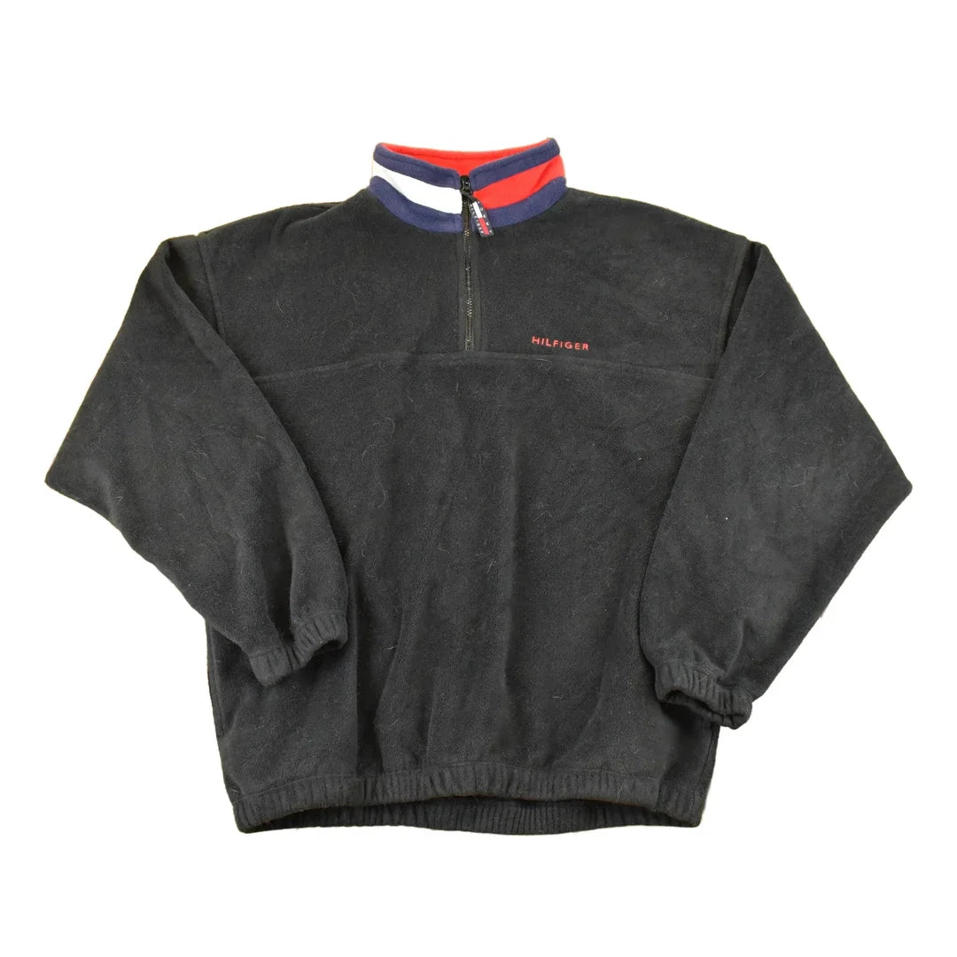 Vintage 1990s Tommy Hilfiger Quarter Zip Fleece Outdoorsman Sweater Men's L from propervintagecanada