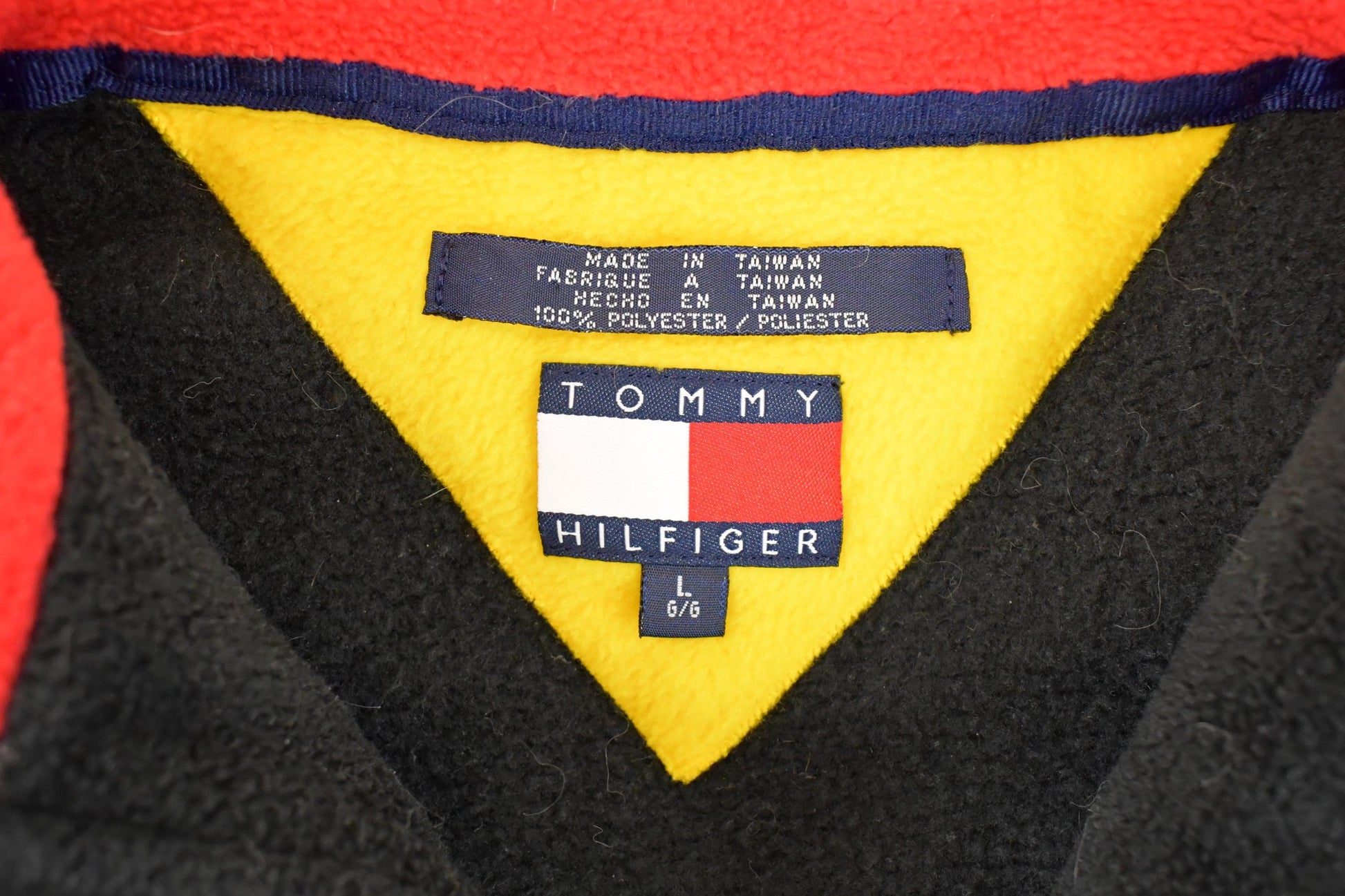 Vintage 1990s Tommy Hilfiger Quarter Zip Fleece Outdoorsman Sweater Men's L from propervintagecanada