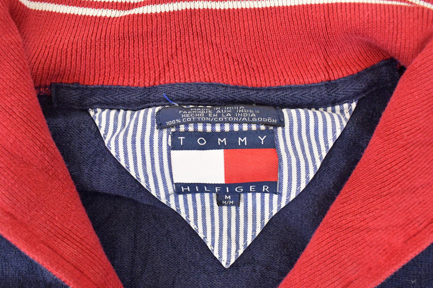 Vintage 1990s Tommy Hilfiger Quarter Zip Knit Sweater Mens L from propervintagecanada