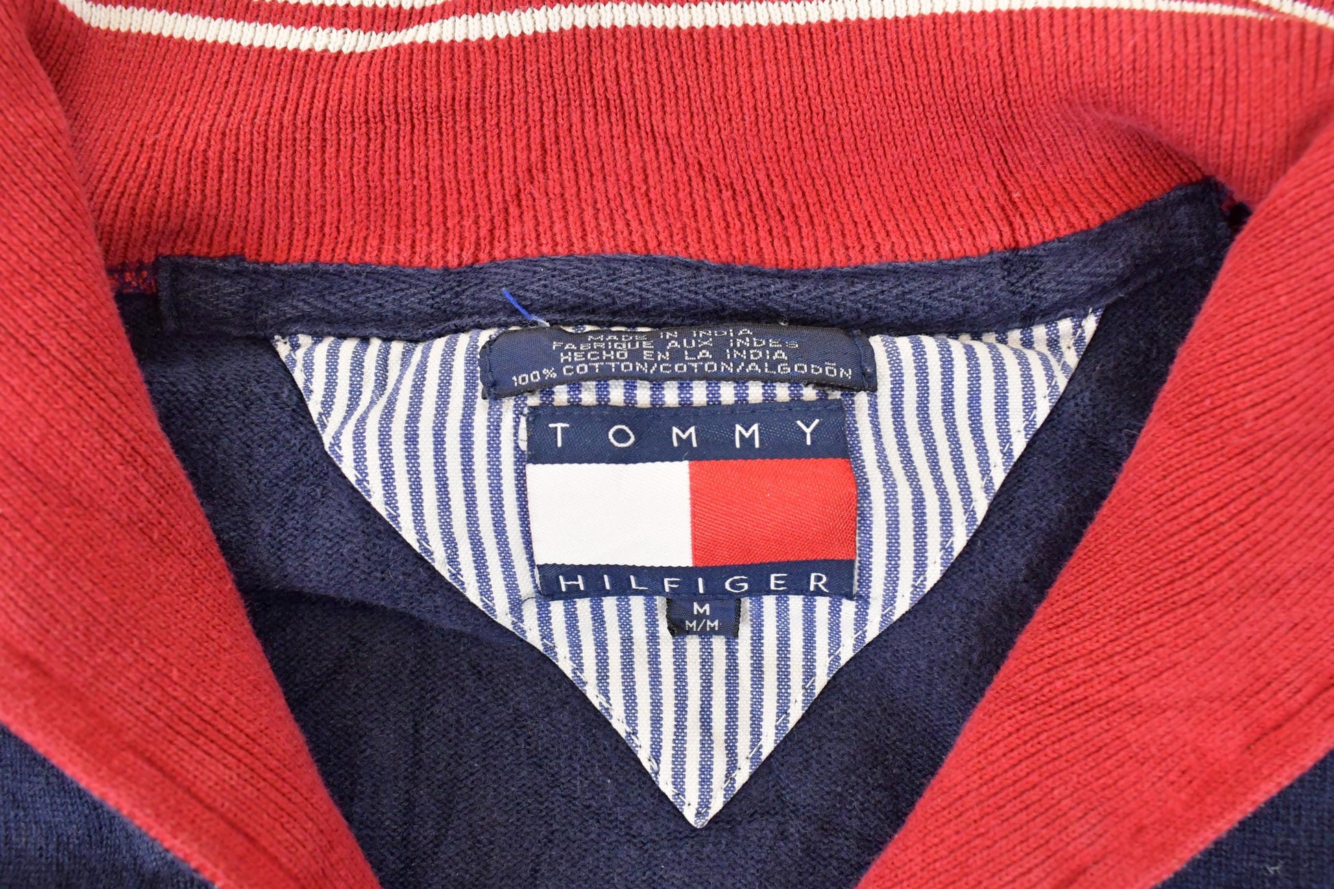 Vintage 1990s Tommy Hilfiger Quarter Zip Knit Sweater Mens L from propervintagecanada