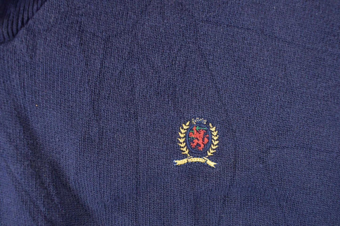 Vintage 1990s Tommy Hilfiger Quarter Zip Knit Sweater Mens L from propervintagecanada
