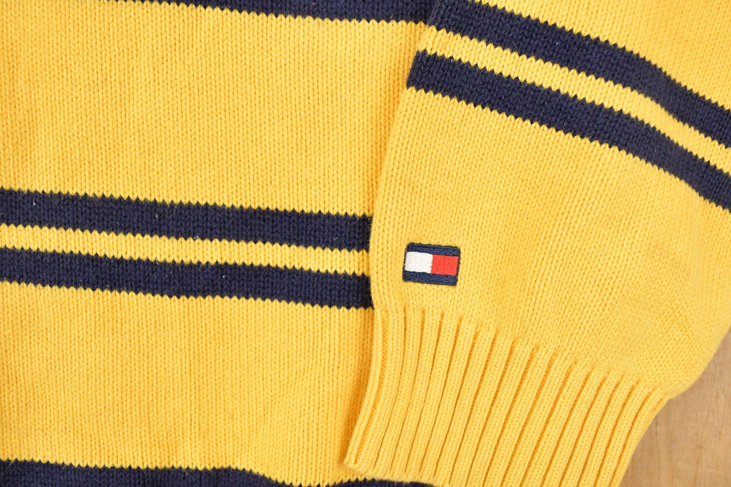 Vintage 1990s Tommy Hilfiger Striped Knit Crewneck Sweater Mens L from propervintagecanada