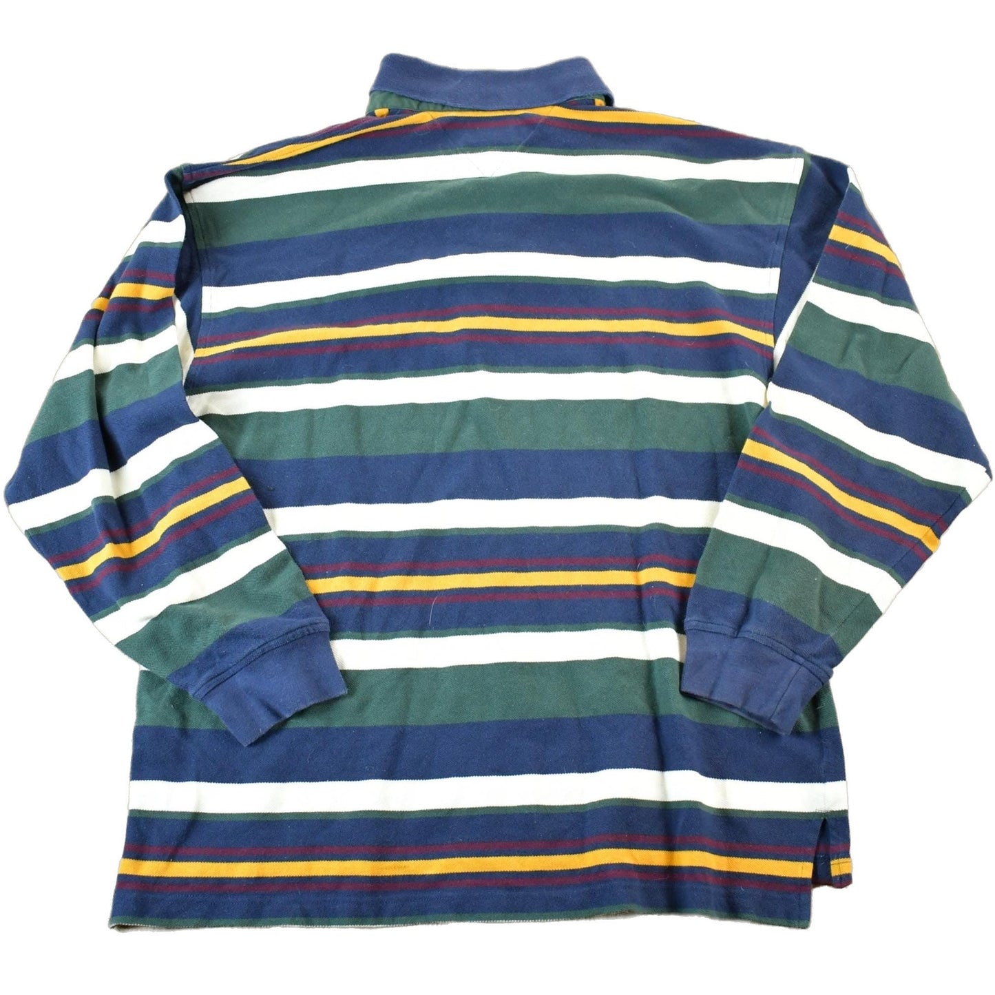 Vintage 1990s Tommy Hilfiger Striped Rugby Style Button Up Long Sleeve Shirt from propervintagecanada