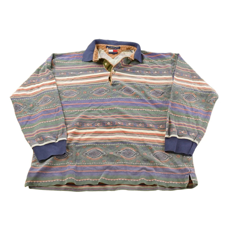 Vintage 1990s Tommy Hilfiger Western Rugby Button Up Long Sleeve Shirt Men's Large from propervintagecanada