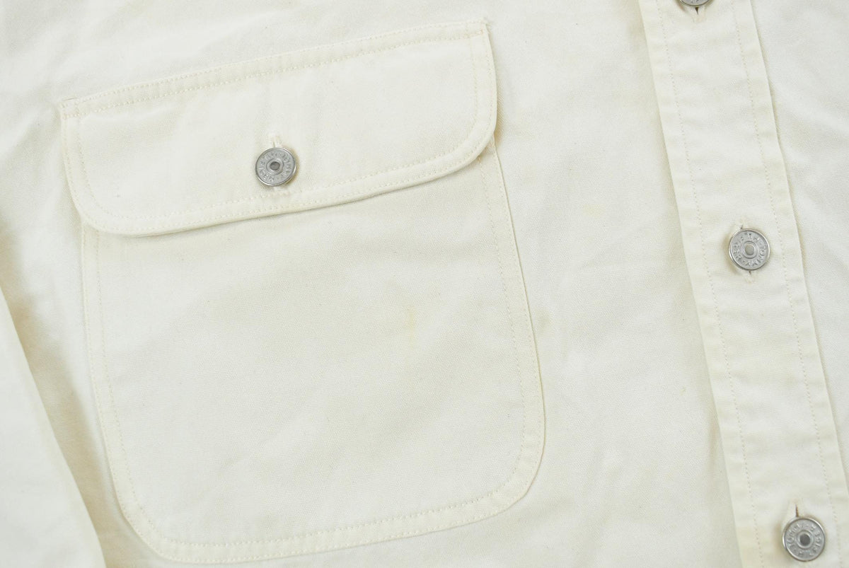 Vintage 1990s Tommy Hilfiger White Heavyweight Shacket Overshirt Button Up Shirt Men's XL from propervintagecanada