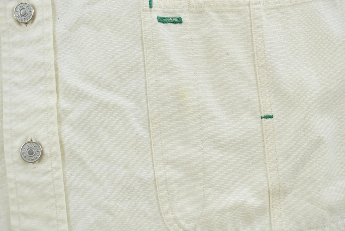 Vintage 1990s Tommy Hilfiger White Heavyweight Shacket Overshirt Button Up Shirt Men's XL from propervintagecanada