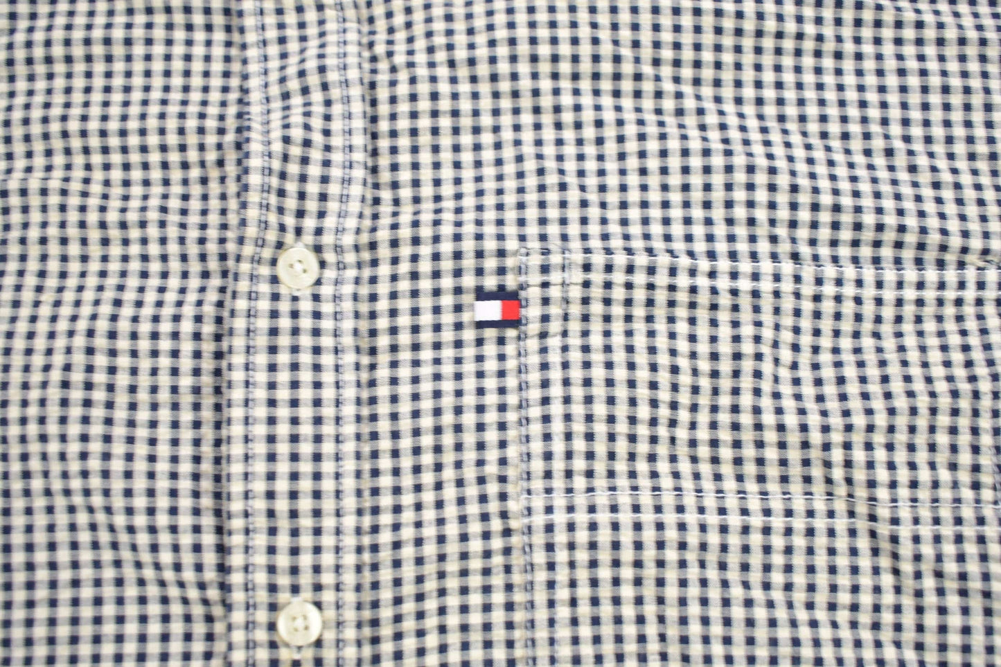 Vintage 1990s Tommy Jeans Checkered Short Sleeve Button Up Shirt Men's Large from propervintagecanada