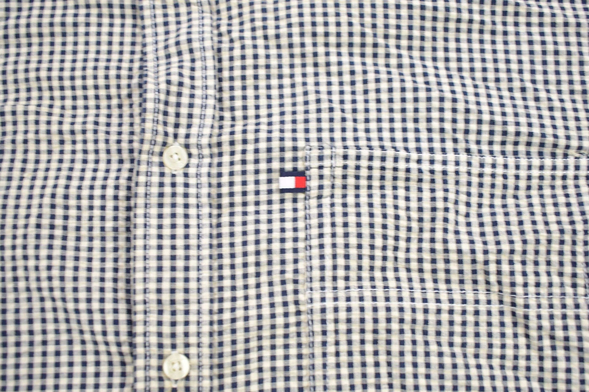 Vintage 1990s Tommy Jeans Checkered Short Sleeve Button Up Shirt Men's Large from propervintagecanada